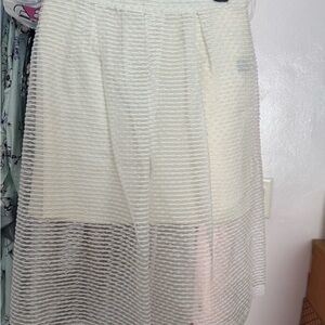 Ark & Co White Textured Midi Skirt